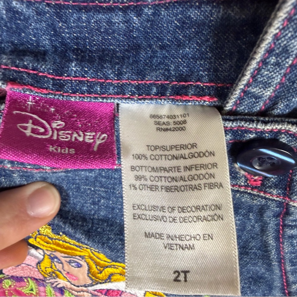 Y2K Disney Princess Denim Overall Dress Embroidered Kid’s Size 2T Plaid Retro - Picture 6 of 6